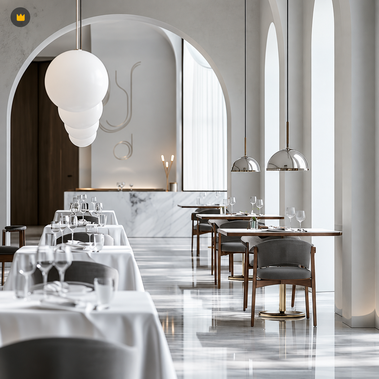 White Arch Dining Room by Studio Anseo, South Korea